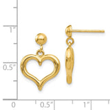 14K Polished Open Heart Dangle Post Earrings H1071