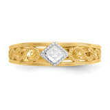 14k and White Rhodium Diamond-Cut Toe Ring R552