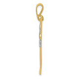 14K and White Rhodium Solid Polished Hockey Stick and Glove Pendant K1126