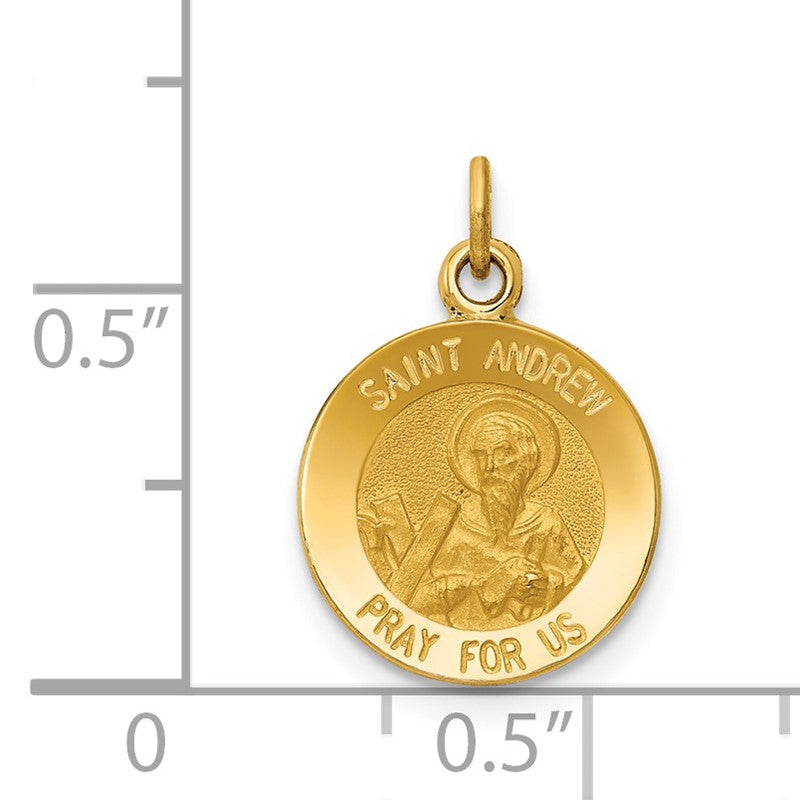 14k Polished and Satin Solid Saint Andrew Medal Charm XR615