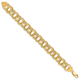 14k 14mm Solid Triple Link 7.5 inch Charm Bracelet TO670