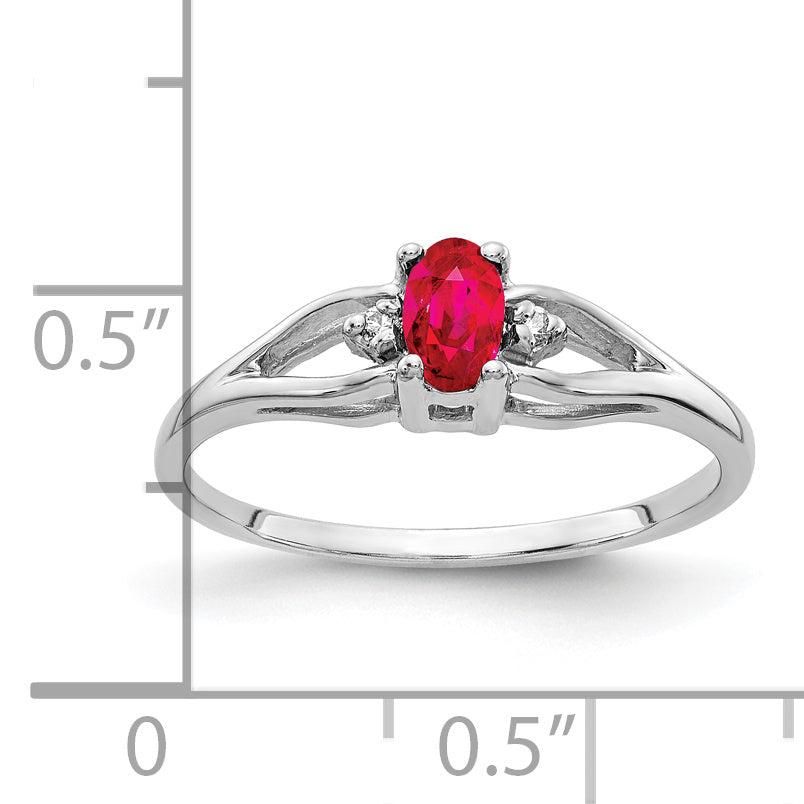 14k White Gold 5x3mm Oval Ruby and A Diamond Ring Y2080R/A