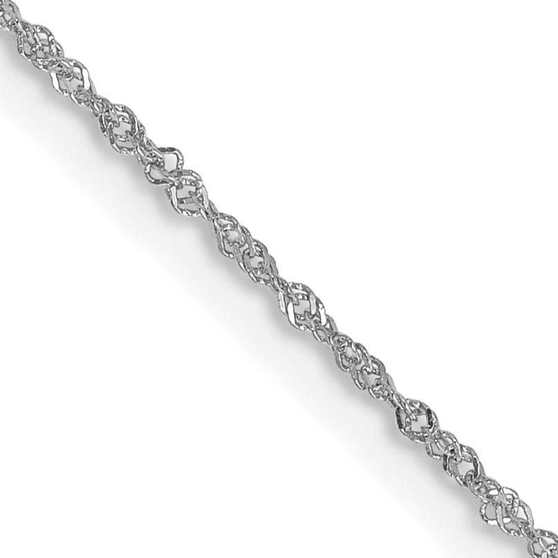 14K White Gold 14 inch 1mm Singapore with Spring Ring Clasp Chain PEN166