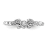 14K White Gold Textured Mini Heart Size 1 Baby / Childs Ring K5794
