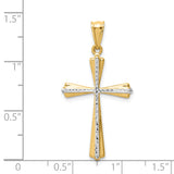14k and White Rhodium Diamond Cut Cross Pendant K5034