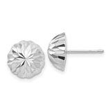 14k White Gold 10mm Polished Diamond-cut Half Ball Post Earrings XWE208