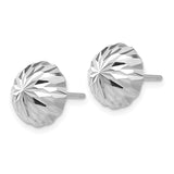 14k White Gold 10mm Polished Diamond-cut Half Ball Post Earrings XWE208