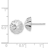 14k White Gold 10mm Polished Diamond-cut Half Ball Post Earrings XWE208