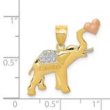 14k Two-tone with White Rhodium Elephant with Heart Pendant K4864