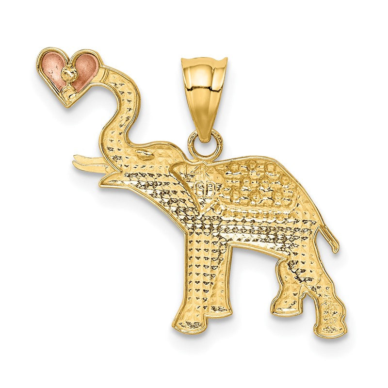 14k Two-tone with White Rhodium Elephant with Heart Pendant K4864