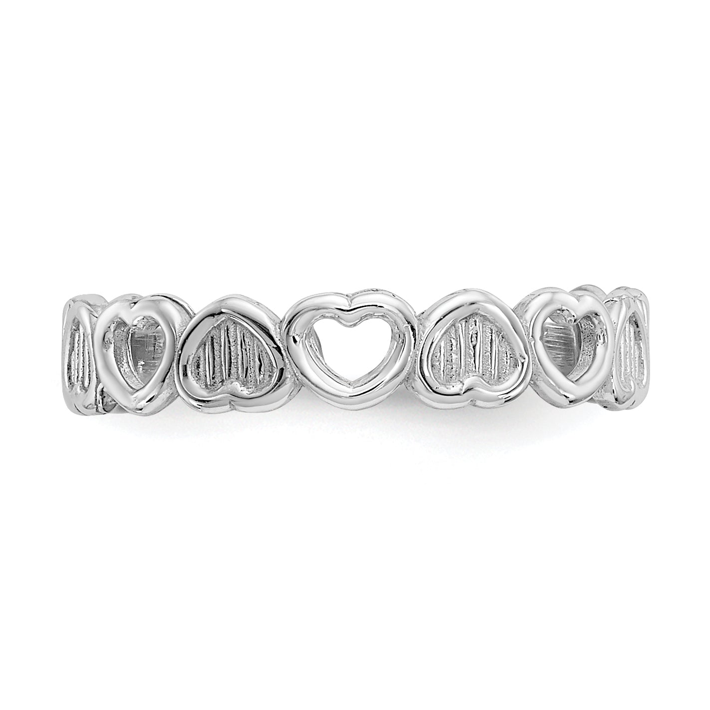 14k White Gold Polished Hearts Toe Ring K5110