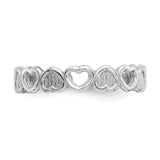 14k White Gold Polished Hearts Toe Ring K5110