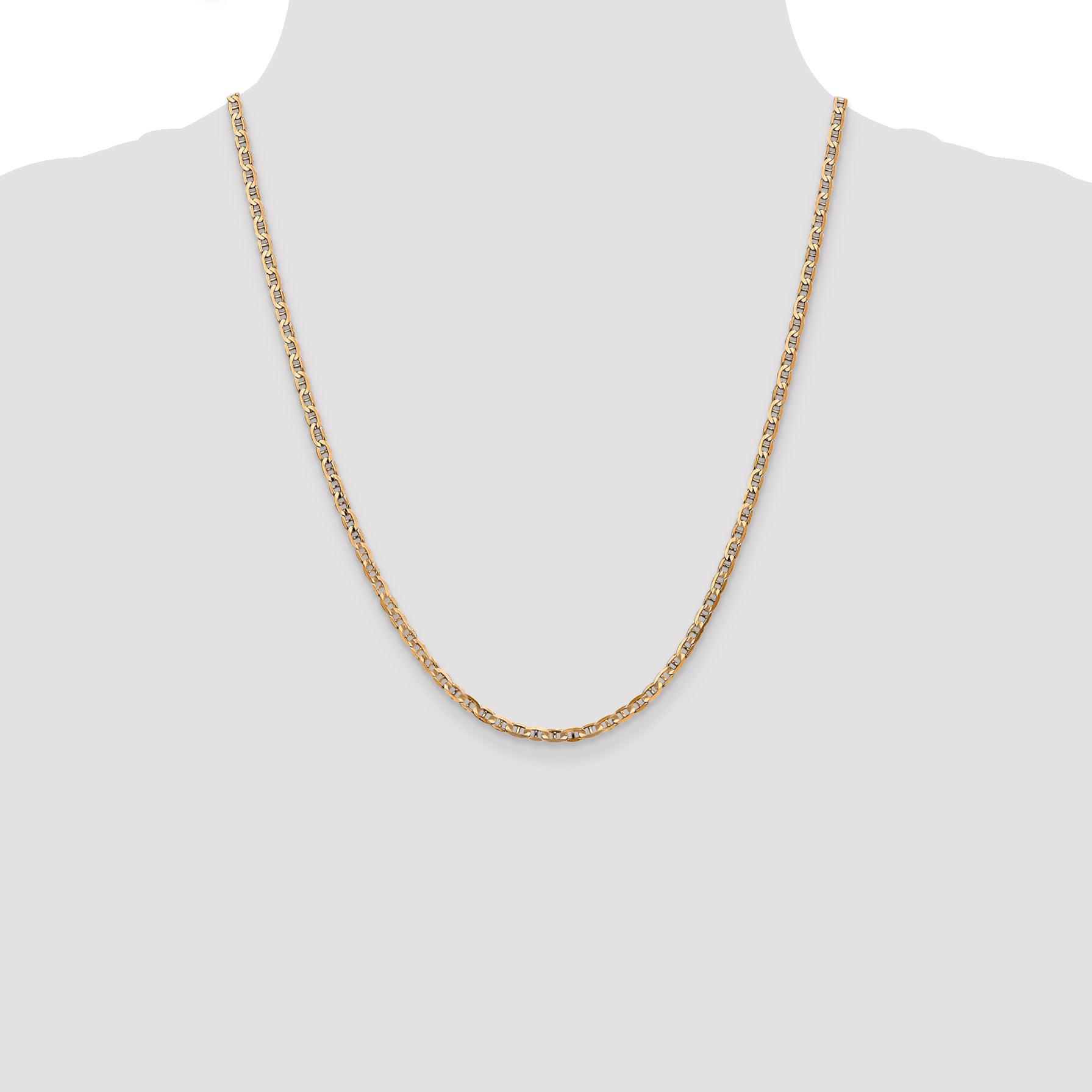 14K 10 inch 3mm Concave Anchor with Lobster Clasp Chain CCA080