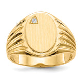 14k .02ct. AA Diamond 10.0x13.5mm Oval Open Back Mens Signet Ring RS178AA