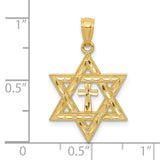 14k Diamond-cut Star of David with Cross Pendant C3740
