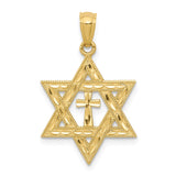 14k Diamond-cut Star of David with Cross Pendant C3740