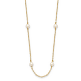 14k 4-5mm White Near-Round Freshwater Cultured Pearl 8-Station 16 inch Necklace PR52