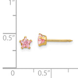 Inverness 14k 4mm Pink Star CZ Post Piercing Earrings 473E
