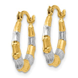 14K & Rhodium Hollow Bamboo Hoop Earrings TL763