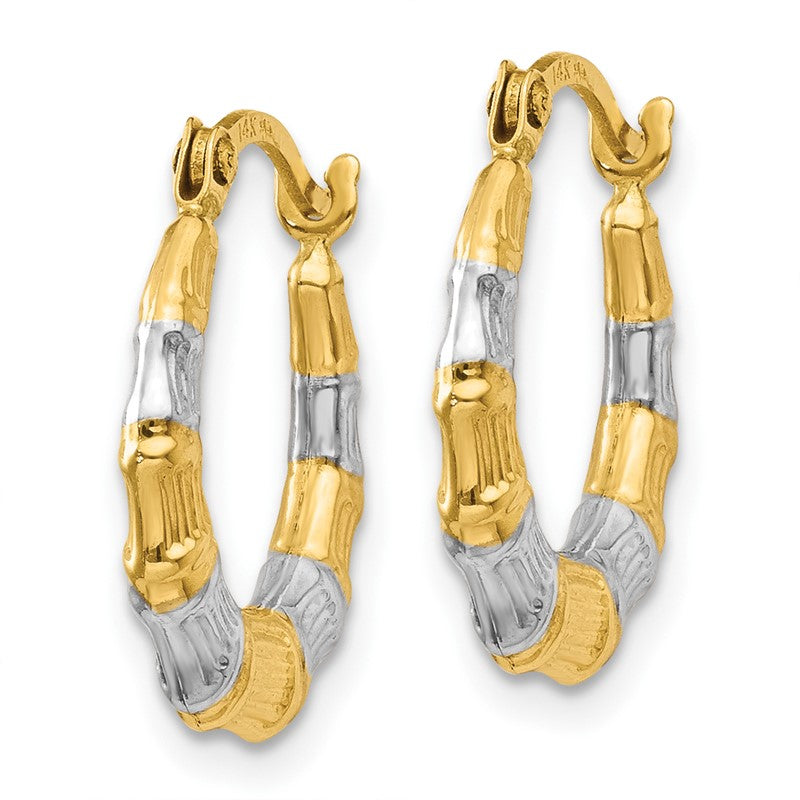 14K & Rhodium Hollow Bamboo Hoop Earrings TL763