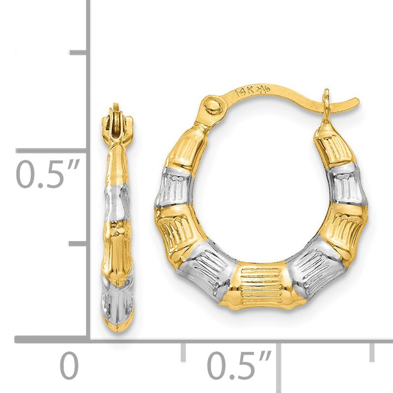 14K & Rhodium Hollow Bamboo Hoop Earrings TL763