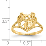 14K Quinceanera AMOR 15 Heart Ring K3885