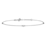 14K White Gold Mirror Beads 3-Station 9 inch Plus 1 inch Extender - Total 10 inch Anklet ANK191
