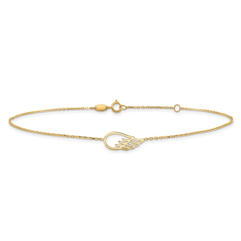 14K Cut-out Wing 10 inch Plus 1 inch Extender - Total 11 inch Anklet ANK299