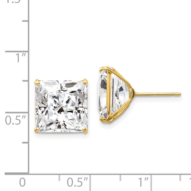 14k 11mm Square CZ Post Earrings XD44CZ