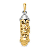 14K Two-Tone 3-D Mezuzah Pendant K2302