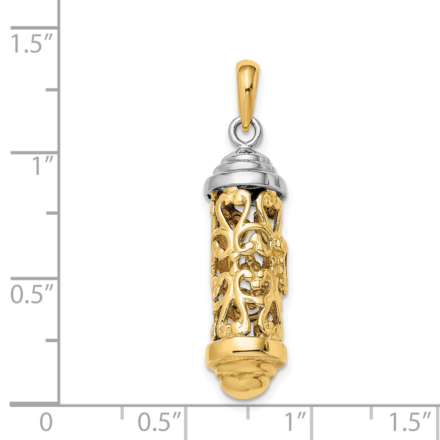 14K Two-Tone 3-D Mezuzah Pendant K2302