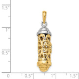 14K Two-Tone 3-D Mezuzah Pendant K2302