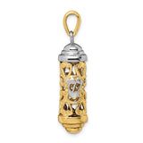 14K Two-Tone 3-D Mezuzah Pendant K2302