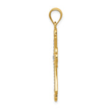 14K and White Rhodium Budded Cross Pendant K3649