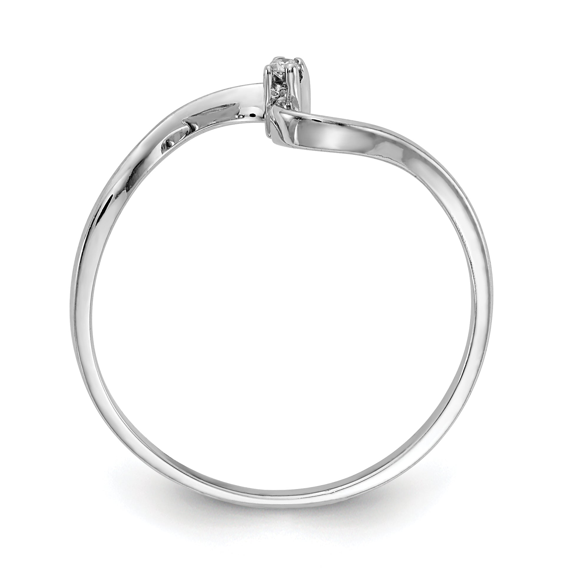 14k White Gold AA Diamond Curved Ring Y1717AA