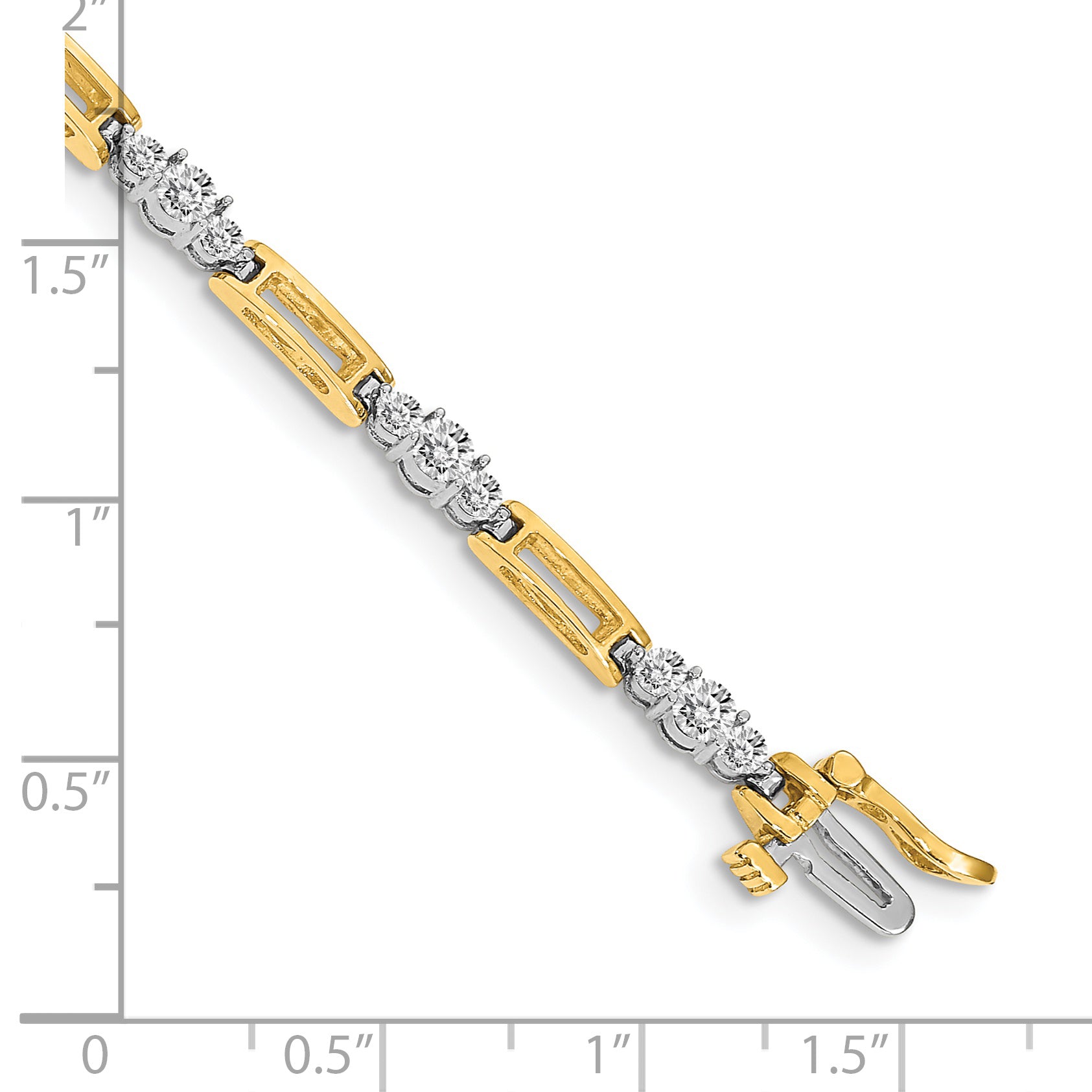 14k Two-tone Complete 2.1 carat Round AAA Diamond Bar Link 7 inch Tennis Bracelet X638AAA