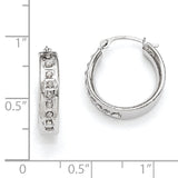 14k White Gold Diamond Fascination Diamond Dust/Accent 5x18mm Round Hoop Earrings DF254