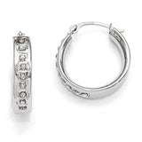 14k White Gold Diamond Fascination Diamond Dust/Accent 5x18mm Round Hoop Earrings DF254
