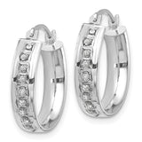 14k White Gold Diamond Fascination Diamond Dust/Accent 5x18mm Round Hoop Earrings DF254