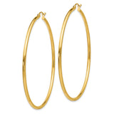 14k 2x60mm Polished Tube Hoop Earrings T923