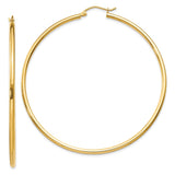 14k 2x60mm Polished Tube Hoop Earrings T923