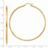 14k 2x60mm Polished Tube Hoop Earrings T923