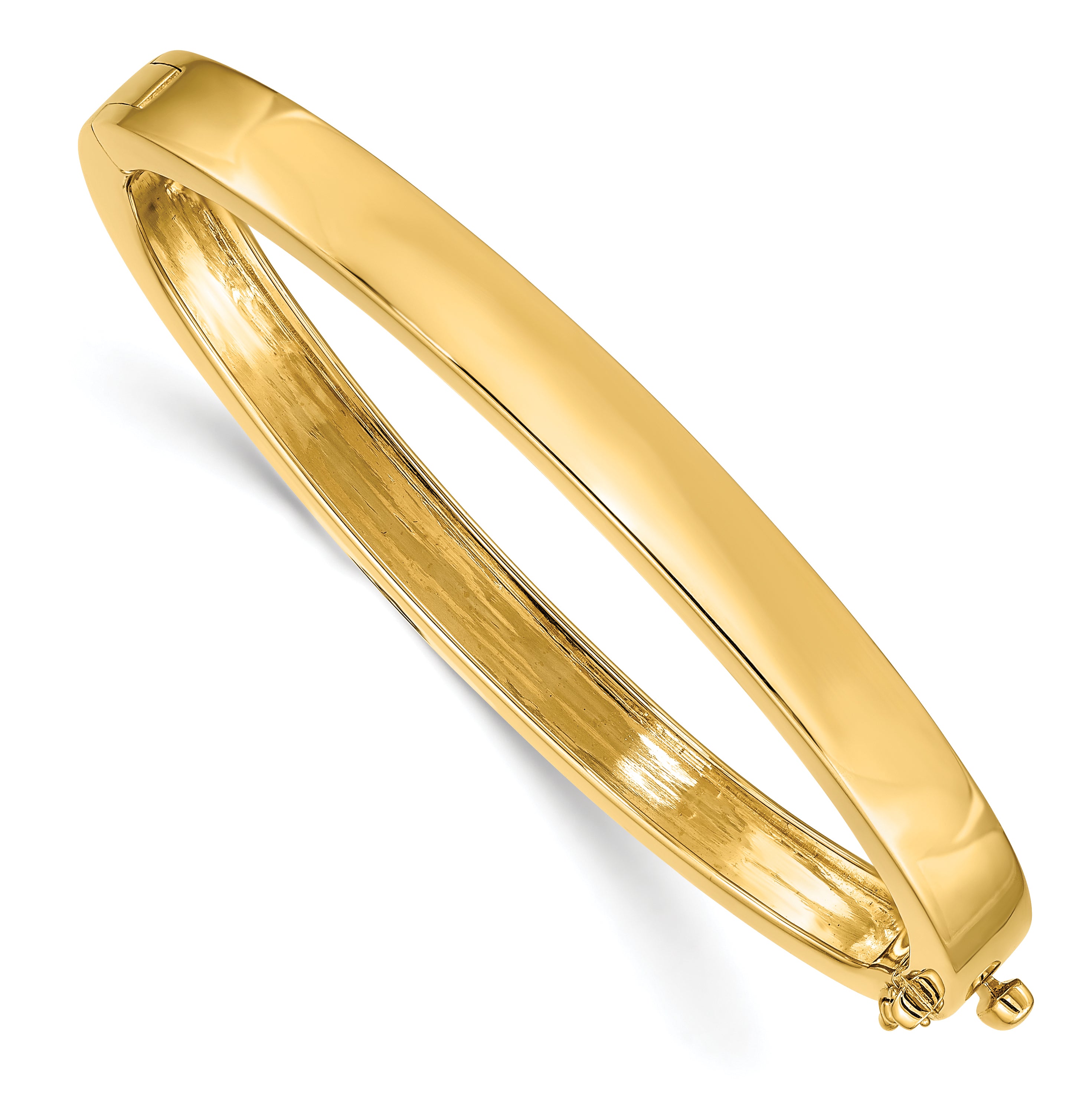 14k 6.3mm Polished Solid Hinged Oval Bangle Bracelet XB249