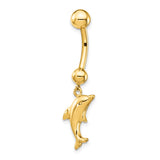 14k 14 Gauge Dolphin Dangle Belly Ring BD144