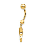 14k 14 Gauge Dolphin Dangle Belly Ring BD144