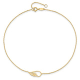 14K Cut-out Wing 10 inch Plus 1 inch Extender - Total 11 inch Anklet ANK299