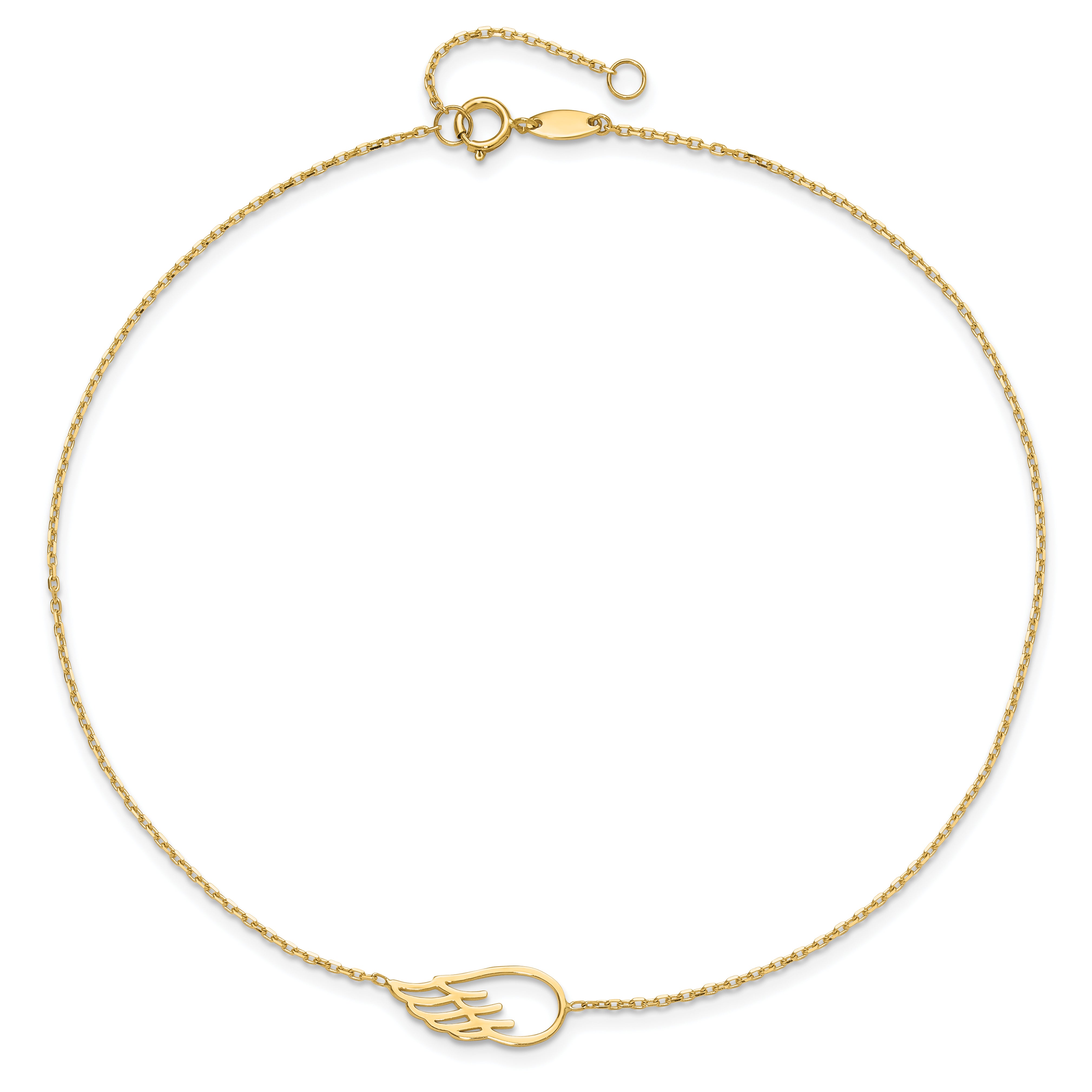 14K Cut-out Wing 10 inch Plus 1 inch Extender - Total 11 inch Anklet ANK299