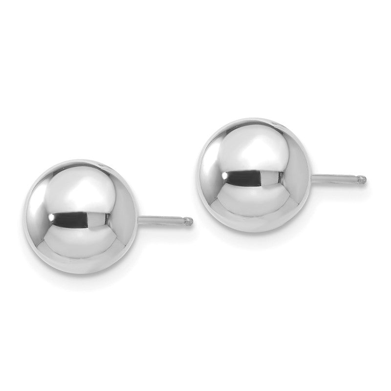 14k White Gold 8mm Polished Puffed Ball Post Earrings XWE325