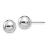 14k White Gold 8mm Polished Puffed Ball Post Earrings XWE325