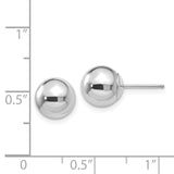 14k White Gold 8mm Polished Puffed Ball Post Earrings XWE325